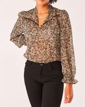 Naf Naf Blusa fluida estampada color negro oferta