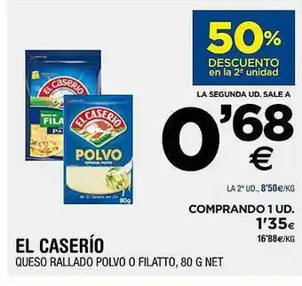BM Supermercados El caserío queso rallado polvo o filatto oferta