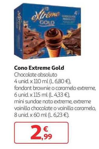 Alcampo Cono Extreme Gold 4 unid. x 110ml oferta