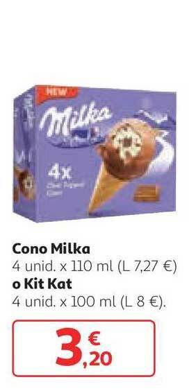 Alcampo Cono Milka 4 unid x 110ml o Kit Kat 4 unid. x 100ml oferta