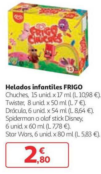 Alcampo Frigo Helados infantiles 6 unid x 60 ml oferta