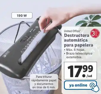 Lidl Destructora de papel united office oferta