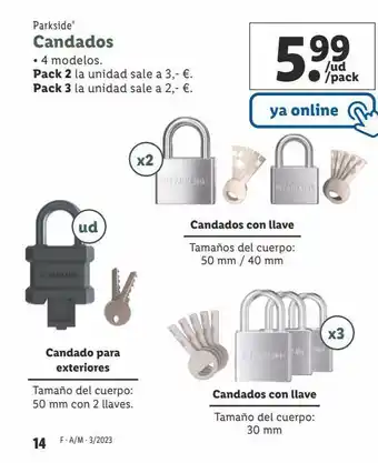 Lidl Candado parkside oferta