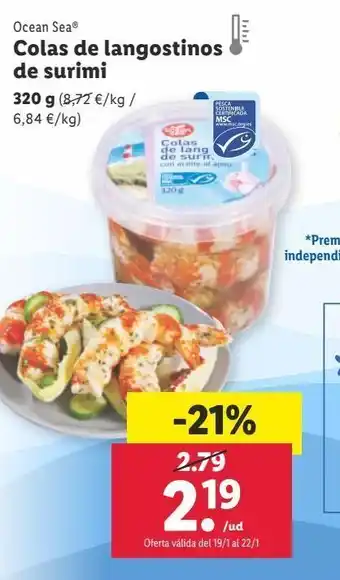 Lidl Colas de langostinos ocean sea oferta