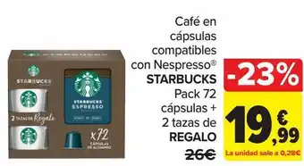 Carrefour Café en cápsulas compatibles con nespresso starbucks + 2 tazas de regalo oferta