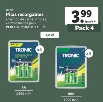 Pilas recargables tronic