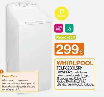 Expert Whirlpool TDLR6230LSPN Lavadora oferta