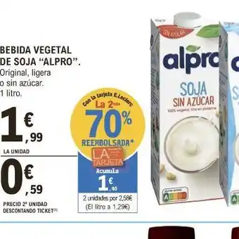 E.Leclerc Bebida vegetal de soja alpro oferta