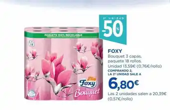 Hipercor Foxy bouquet 3 capas, paquete 18 rollos oferta