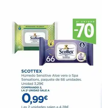 Hipercor Scottex húmedo sensitive aloe vera o spa sensations oferta