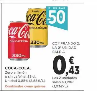 Supercor Exprés Coca-cola zero al limón o sin cafeina oferta