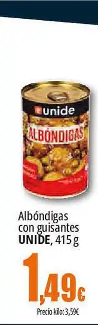 Unide Supermercados Albóndigas con guisantes unide oferta