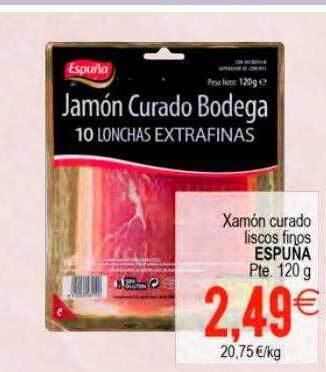 Plenus Supermercados Xamón curado liscos finos espuña oferta