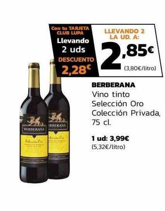 Supermercados Lupa Berberana vino tinto selección oro colección privada oferta