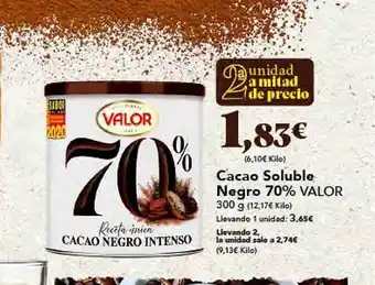 Gadis Cacao soluble negro 70% valor oferta