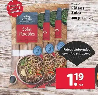 Lidl Vitasia fideos soba oferta