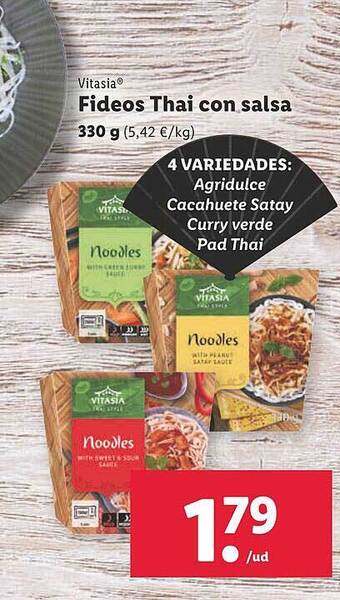 Lidl Vitasia fideos thai con salsa oferta