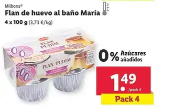 Lidl Milbona flan de huevo al baño maría oferta