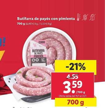 Lidl Butifarra de payés con pimienta oferta