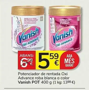 Consum Potenciador de rentada oxi advance roba blanca o color vanish oferta