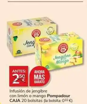 Supermercados Charter Infusión de jengibre con limón o mango pompadour oferta