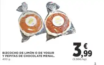 Supercor Bizcoho de limón o de yogur y pepitas de chocolate menal oferta