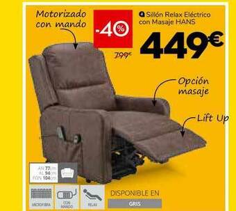 Conforama Sillón Relax Eléctrico Con Masaje Hans oferta