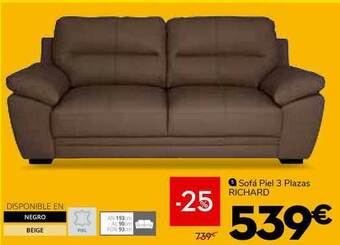 Conforama Richard Sofá Piel 3 Plazas oferta