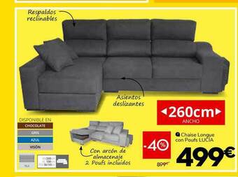 Conforama Chaise Longue Con Poufs Lucia oferta