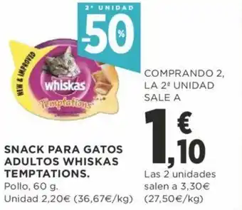Supercor Snack para gatos adultos whiskas temptations oferta