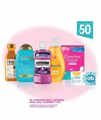 Hipercor Johnsons baby, listerine, maui, ogx, carefree y ob oferta