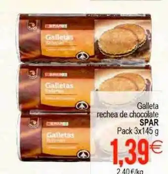 Plenus Supermercados Galleta rechea de chocolate spar pack 3 oferta