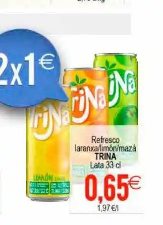 Plenus Supermercados Refresco laranxa-limón-mazá trina lata oferta