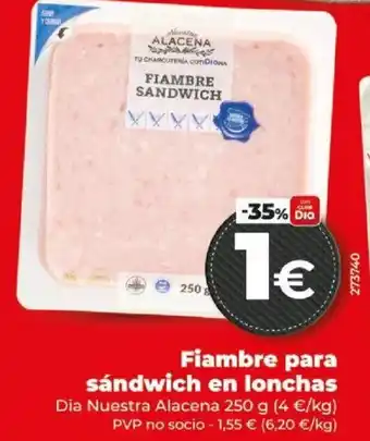 Dia Fiambre Para Sándwich en Lonchas oferta