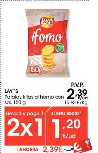 Eroski Lay's patatas fritas al horno con sal oferta