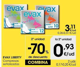 Eroski Evax liberty compresas señalizadas oferta