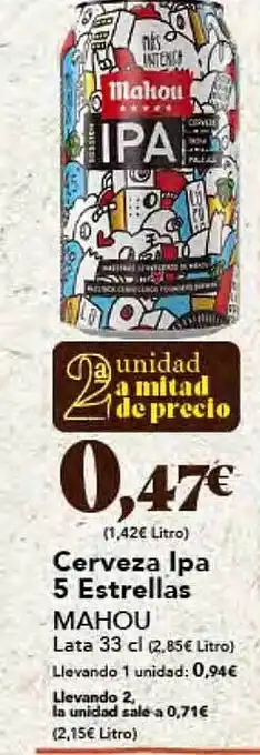 Gadis Cerveza ipa 5 estrellas mahou oferta