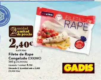 Gadis Filete de rape congelada exkimo oferta