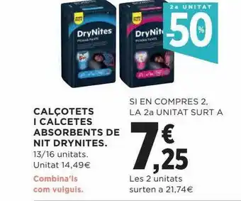 Hipercor 2a unitat -50% calçotets i calcetes absorbent de nit drynites oferta