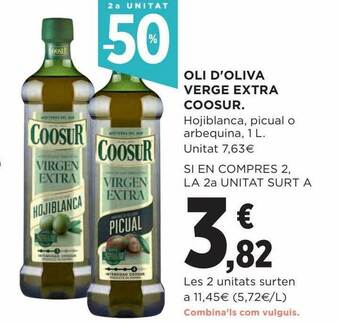 Hipercor 2a unitat -50% oli d'oliva verge extra coosur oferta