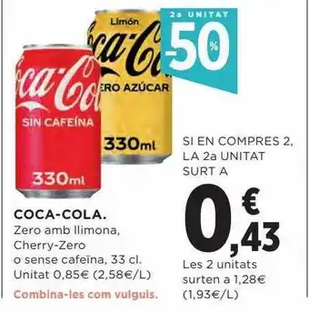 Hipercor 2a unitat -50% coca-cola oferta