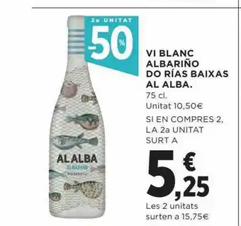 Hipercor 2a unitat -50% vi blanc albariño do rías baixas al alba oferta