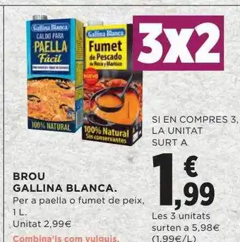 Hipercor Brou gallina blanca per a paella o fumet de peix oferta
