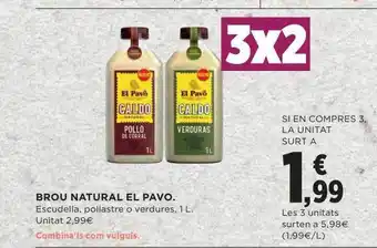 Hipercor Brou natural el pavo escudella pollastre o verdures unitat oferta