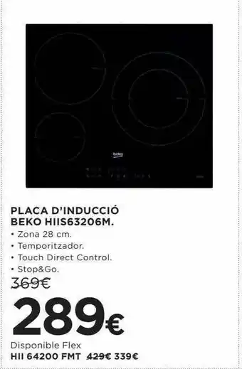 Hipercor Placa d'inducció beko hiis63206m oferta