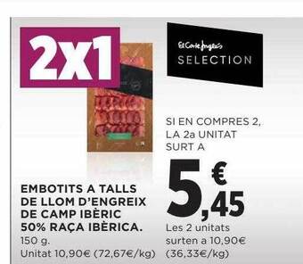 Hipercor Embotits a talls de llom d'engreix de camp ibèric 50% raça ibèrica oferta