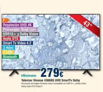 FROIZ Televisor Hisense 43A6BG UHD Smart TV Dolby oferta
