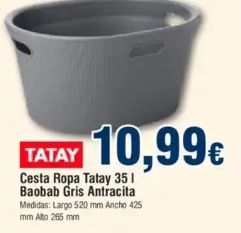 FROIZ Cesta Ropa Tatay 35 I Baobab Gris Antracita oferta