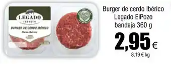 FROIZ Burger De Cerdo Ibérico Lgado EL Pozo Bandeja 360 g. oferta