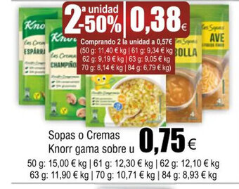 FROIZ Sopas O Cremas Knorr Gama Sobre u oferta